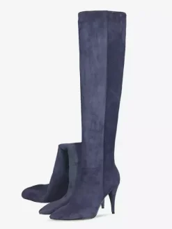 Bottes mi-mollet pour femmes avec tige en micro-suède et bout carré à talon chaton