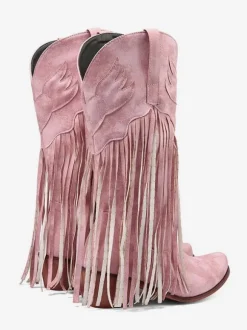 Bottes mi-mollet pour femmes  bottes en cuir PU à bout pointu à talons épais
