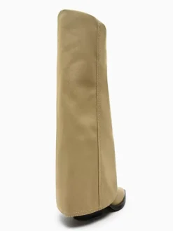 Bottes mi-mollet pour femmes bottes à talons épais en polyester à bout pointu
