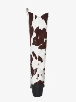 Bottes mi-mollet pour femmes en crin de cheval bottes à bout pointu et talon chiot