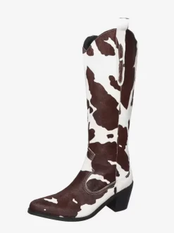 Bottes mi-mollet pour femmes en crin de cheval bottes à bout pointu et talon chiot