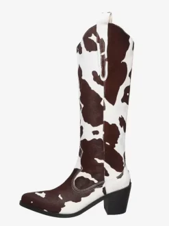 Bottes mi-mollet pour femmes en crin de cheval bottes à bout pointu et talon chiot