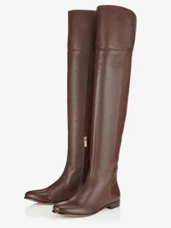 Bottes plates noires pour femmes cuissardes à bout rond chaussures