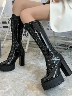 Bottes pour femmes Bottes mi-mollet blanches à bout rond 4 5 