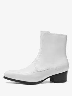 Bottes pour hommes à enfiler bout pointu fermeture éclair talon moyen bottines