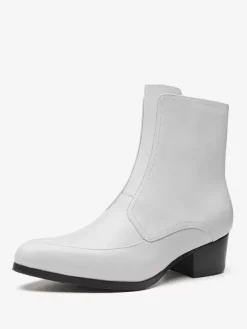 Bottes pour hommes à enfiler bout pointu fermeture éclair talon moyen bottines