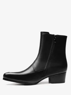 Bottes pour hommes à enfiler bout pointu fermeture éclair talon moyen bottines