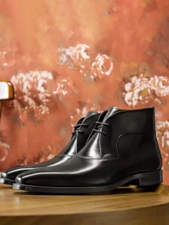 Bottes Richelieu Hommes Soirée Classiques En Cuir Noir À Bout Carré Bal Mariage