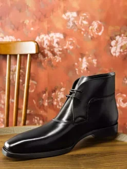 Bottes Richelieu Hommes Soirée Classiques En Cuir Noir À Bout Carré Bal Mariage