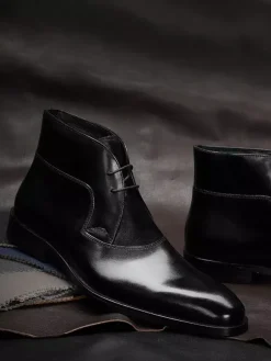 Bottes Richelieu Hommes Soirée Classiques En Cuir Noir À Bout Carré Bal Mariage