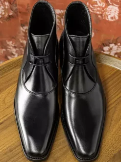 Bottes Richelieu Hommes Soirée Classiques En Cuir Noir À Bout Carré Bal Mariage