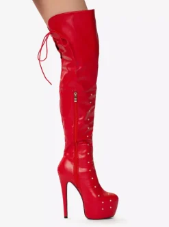 Bottes sexy pour femmes à plateforme bout ouvert talons hauts perlés bottes au-dessus du genou