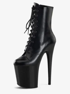 Bottes sexy à talons hauts rouges bout rond fermeture éclair géométrique talon aiguille Rave Club cuissardes