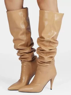 Bottes Souples Pour Femmes Bottes Mi-Mollet À Bout Pointu Talon Aiguille Chic