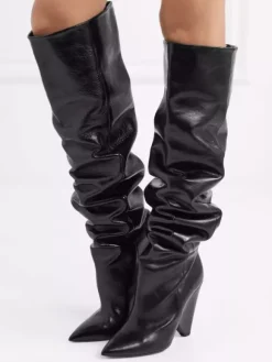 Bottes souples pour femmes cuissardes à talons hauts à bout pointu