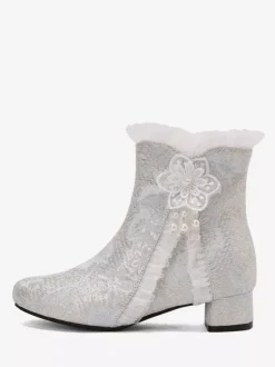 Bottes Sweet Lolita roses à n艙uds bout rond chaussures Lolita en textile