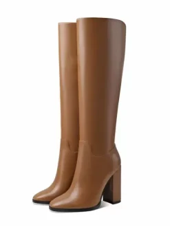 Bottes à Talons Hauts Femme avec Bout Pointu en Cuir Synthétique Unicolore