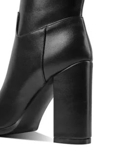 Bottes à Talons Hauts Femme avec Bout Pointu en Cuir Synthétique Unicolore