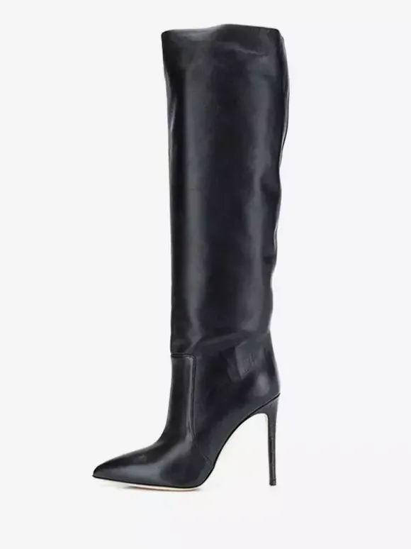 Bottes à Talons Hauts Femme en Cuir Synthétique avec Bout Rond Unicolore