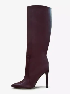 Bottes à Talons Hauts Femme en Cuir Synthétique avec Bout Rond Unicolore