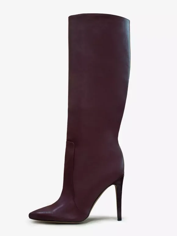 Bottes à Talons Hauts Femme en Cuir Synthétique avec Bout Rond Unicolore