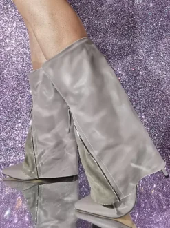 Bottes à volants femmes bottes à talons hauts avec fermeture éclair patchwork grande taille