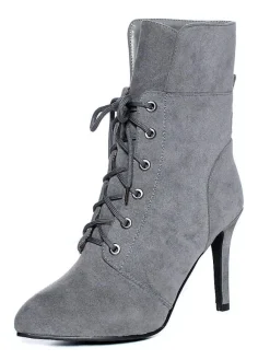 Bottine femme à bout pointu et talons aigus en nubuck unicolore Boots