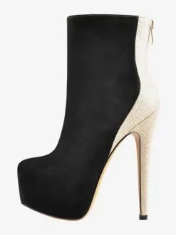 Bottines à lacets léopard pour femmes bottes à fermeture éclair en cuir PU bout rond talon aiguille