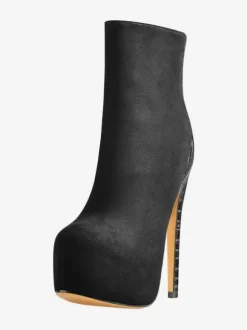 Bottines à lacets léopard pour femmes bottes à fermeture éclair en cuir PU bout rond talon aiguille