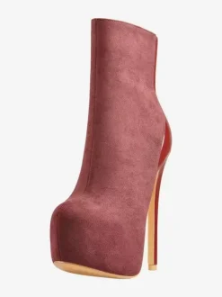 Bottines à lacets léopard pour femmes bottes à fermeture éclair en cuir PU bout rond talon aiguille