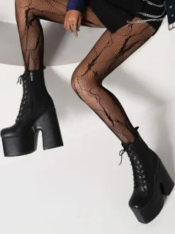 Bottines à lacets pour femmes bottines à bout rond et talon épais