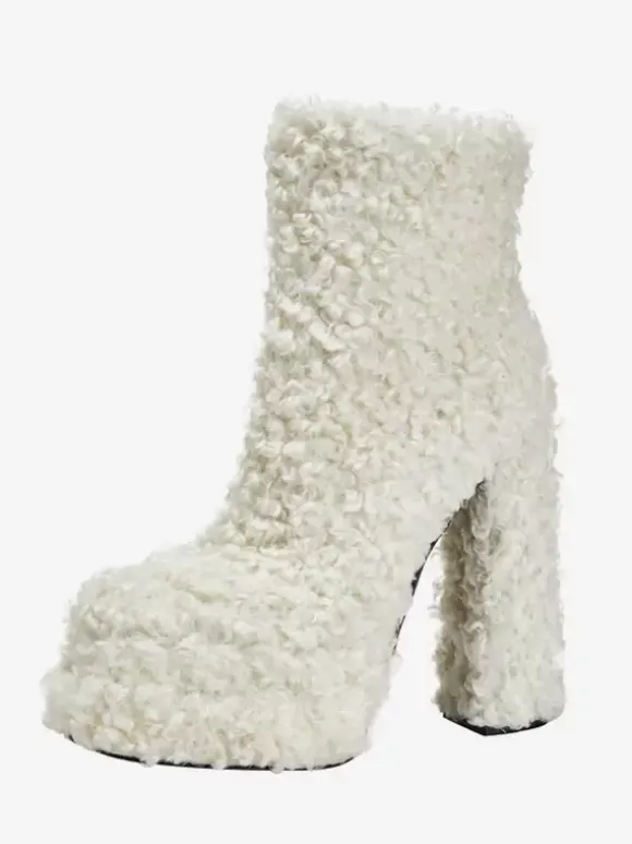 Bottines À Plateforme Bout Rond Bottes Chaussures Femme À Talons Épais
