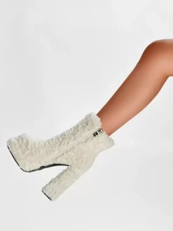 Bottines À Plateforme Bout Rond Bottes Chaussures Femme À Talons Épais