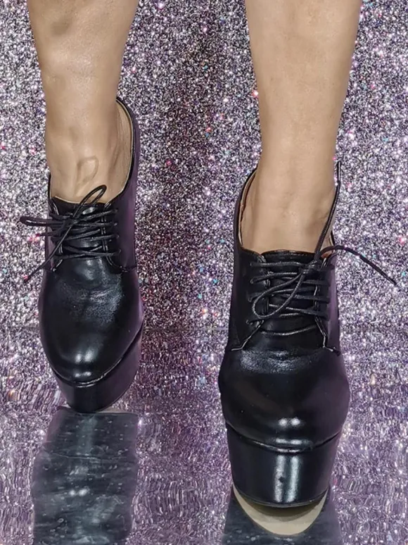 Bottines à talon aiguille en cuir PU à bout rond chaussures femmes