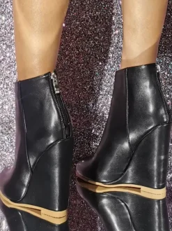 Bottines À Talons Compensés À Bout Rond Chaussures Pour Femmes Bottines