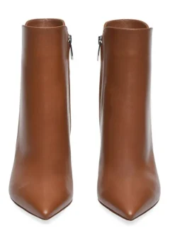 Bottines à Talons Hauts à Zip en Cuir Synthétique Unicolore