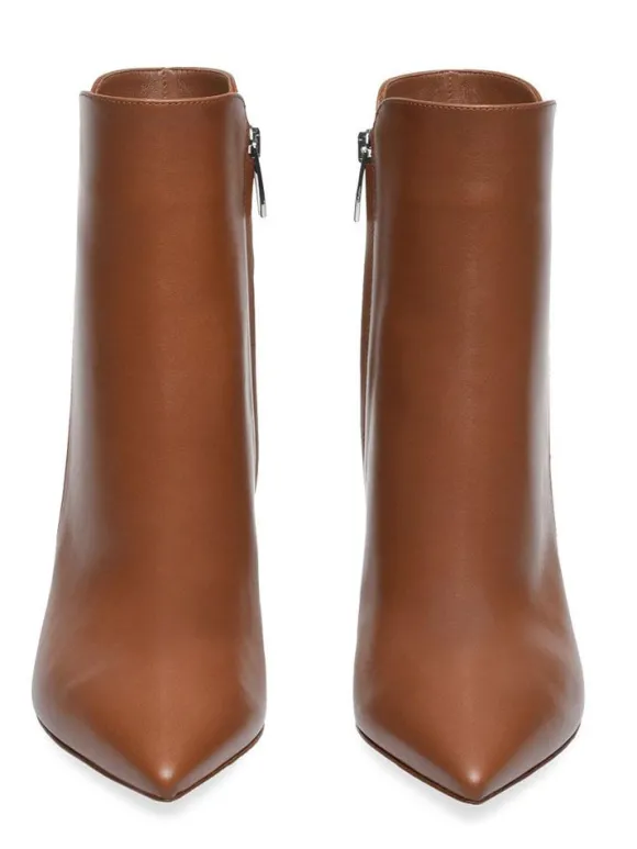 Bottines à Talons Hauts à Zip en Cuir Synthétique Unicolore