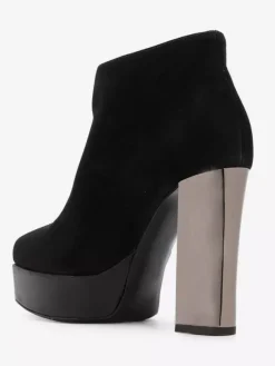 Bottines à Talons Hauts à Zip en Cuir Synthétique Unicolore