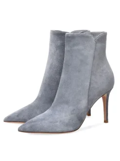Bottines à Talons Hauts à Zip en Cuir Synthétique Unicolore