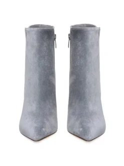 Bottines à Talons Hauts à Zip en Cuir Synthétique Unicolore