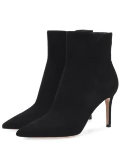 Bottines à Talons Hauts à Zip en Cuir Synthétique Unicolore