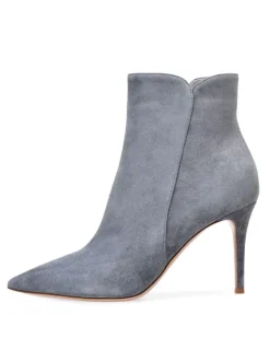 Bottines à Talons Hauts à Zip en Cuir Synthétique Unicolore