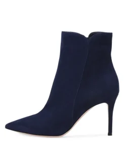 Bottines à Talons Hauts à Zip en Cuir Synthétique Unicolore