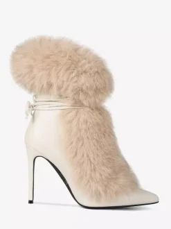 Bottines à talons hauts et bout pointu en fausse fourrure pour femme