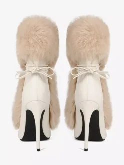 Bottines à talons hauts et bout pointu en fausse fourrure pour femme