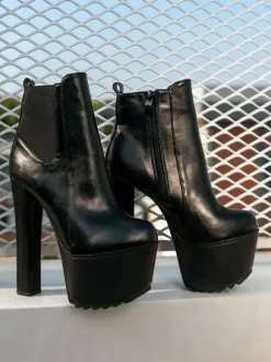 Bottines à Talons Hauts Femme en Cuir Synthétique Sexy Unicolore