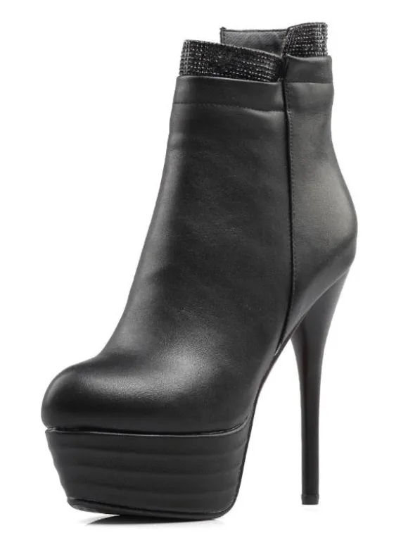 Bottines à Talons Hauts Plate-Forme Strass Rouges Zip Up Bottines Pour Femmes
