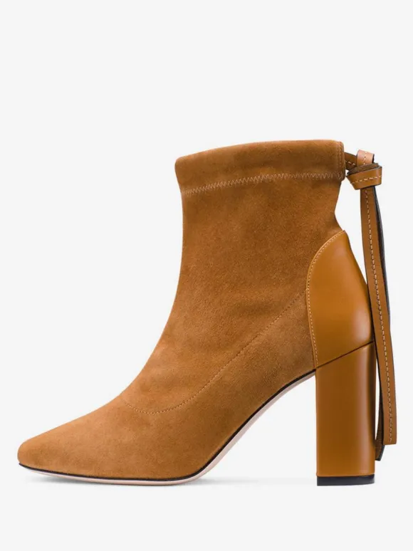 Bottines à talons épais en daim pour femme chaussures