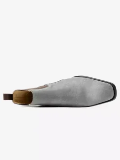 Bottines Chelsea en daim gris pour hommes Bottines à bout rond en cuir