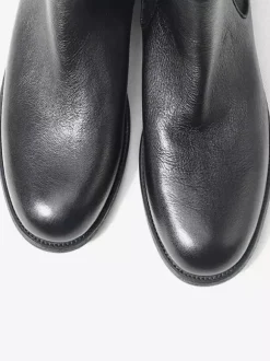 Bottines Chelsea marron en cuir véritable bout rond à enfiler